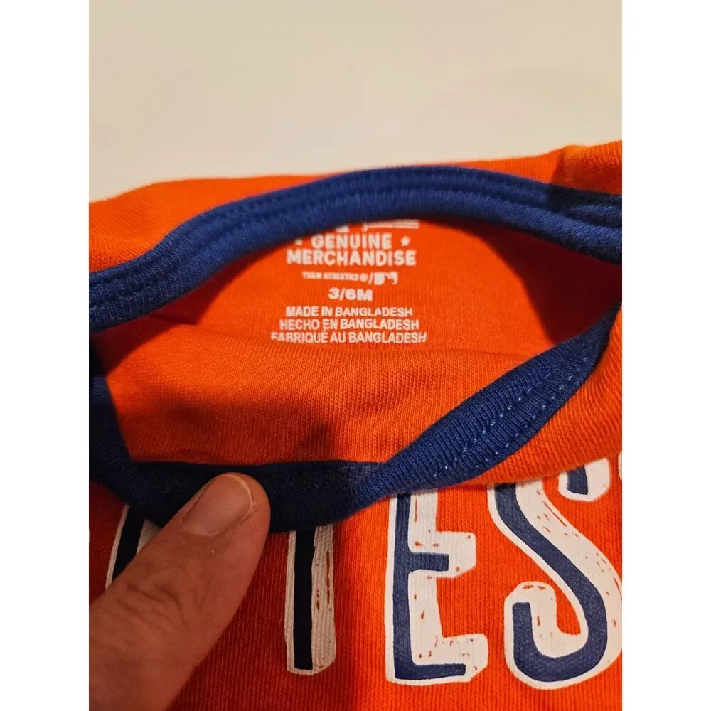 Three MLB New York Mets Short Sleeve Baby Bodysuits, Size 3-6 Months
